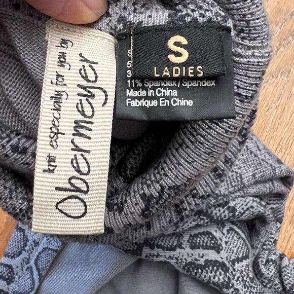 Obermeyer cotton blend gray animal print turtleneck tunic python sz S P2P 17-19" - Picture 5 of 8